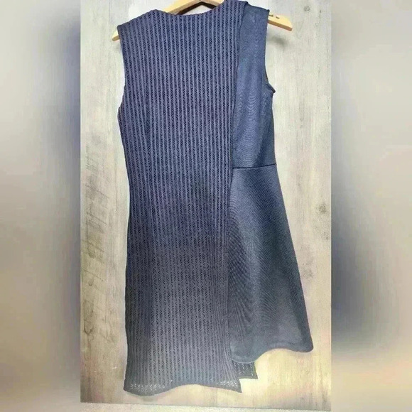 SANDRO Paris Ready Knitted-Panel Jersey Mini Dress Navy Blue Women's Size 8 US - Picture 10 of 15